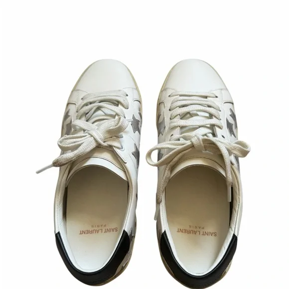 Saint Laurent Paris Court Classic Star Sneakers Leather Women’s Size 39.5 (8.5) - Picture 5 of 16